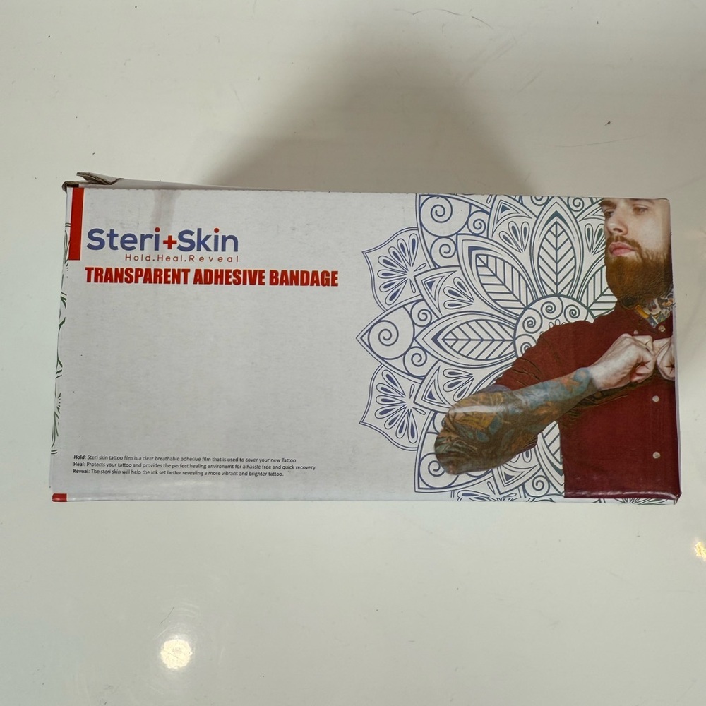 Steri+Skin Tattoo Aftercare Transparent Adhesive Bandage with Scissors